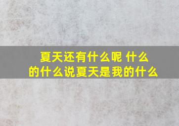 夏天还有什么呢 什么的什么说夏天是我的什么